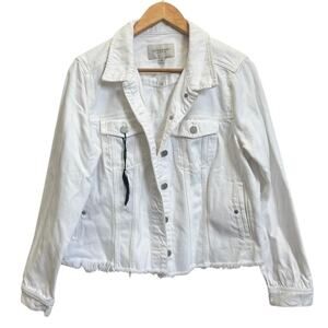 Liverpool Los Angeles White Denim Cropped Distressed Hem Jacket Womens XL‎ NWT